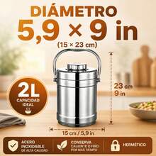 Stainless Steel Thermal Lunch Box With Airtight Seal And Handle, Insulated Food Container For Hot Or Cold Meals, Available In 1.6L And 2L - 白色 - 查看 3
