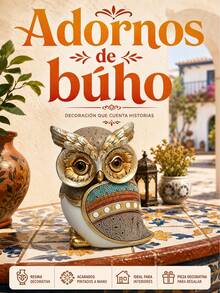 Figura Decorativa de Búho con Detalles Dorados y Patrones Geométricos, Adorno de Mesa para Estantería y Salón, Estatua de Poliéster para Decoración del Hogar, 13.50 x 10.00 x 16.00 cm - A - Ver 5