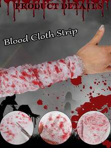 Blood-Stained Decorative Gauze Ribbon, Soft And Breathable Fabric, Dual-Purpose, Suitable For Cosplay Wound Props And Home Window/Ceiling Hanging Decor, Ideal For Home Decor Enthusiasts, Used For Entryway, Basement And Halloween Themed Home Decoration - A - View 3