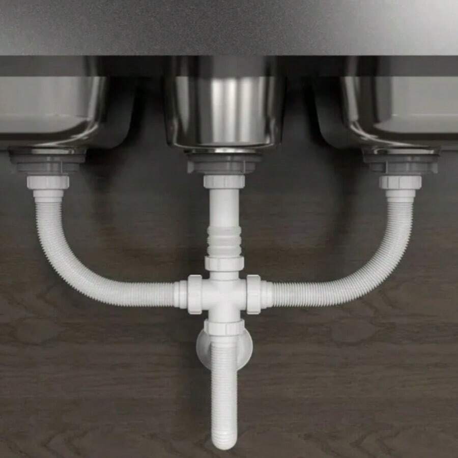 Sifão Triplo Sanfonado Extensível 72cm Pia Tanque Branco