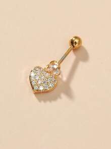 2pcs Zirconia Heart-Shaped Stainless Steel Cartilage Earrings, Minimalist & Elegant - 2 Silver - View 6