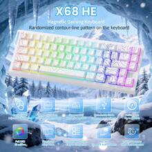 ATTACK SHARK X68 HE 60% 有線電競鍵盤，快速觸發、觸發點可調，磁軸 8K 輪詢率，PBT 鍵帽，適用 PC 玩家/Win，RGB 機械鍵盤，聖誕禮物，聖誕版－白色/黑色輪廓/月夜 - 彩色 - 查看 17