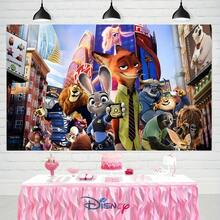 Hasbro 生日背景布 聚酯纖維卡通照片背景橫幅 Judy Hopps 與 Nick Wilde 印花 長方形攝影背景布 適用於生日、萬聖節、感恩節、聖誕節、粉絲居家後院派對烘焙用品 - 彩色 - 查看 2