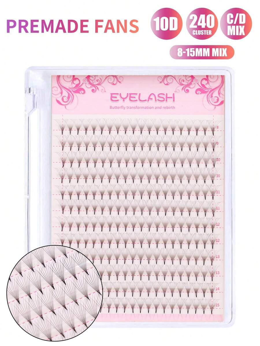 30D Large Tray Pointed Ultra-Thin Pre-Made Fan Eyelash Extensions - D - View 1