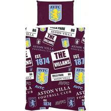 Aston Villa FC Patchwork Duvet Cover Set - Burgundy/Yellow/White - View 1