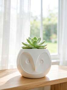 3D Printed Cute Owl Shaped Flower Pot, Black White Pink Multicolor Round Small Planter, Artistic Cartoon Succulent Pot Container, Office Bedroom Desktop Greenery Decor, Creative Home Decoration Flower Bowl - Multicolor - View 4