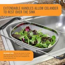 SANNAX Kitchen Supply Stainless Steel Colander Strainer - 6-Quart Collapsible Colander With Expandable Rubber Handles - Rectangular Sieve, Fine Mesh Stainless Steel Strainers And Colanders For Kitchen - View 5