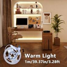 5pcs/3pcs/1pc, LED Light Strip With Switch, USB Powered Flexible Ceiling Light Strip With Button Switch, Warm White/White Light, Drill-Free Linear Light Strip Suitable For TV Backlight And Home Decor, Perfect For Weddings, Halloween, Christmas, Parties And More - White - View 24