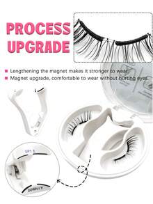 Asiteo 1 Pair Reusable Magnetic False Eyelashes, Natural Look, Glue-Free Magnetic Eyelashes, Soft And Easy To Wear And Remove, Women's Eye Makeup Gift - Black - View 5