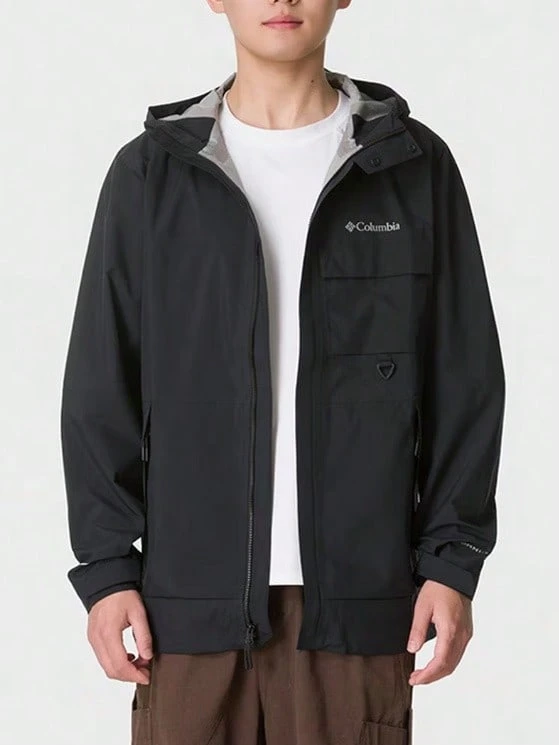Columbia Jaket Olahraga Pria untuk Lari, Latihan, Hiking, Mendaki, Ringan, dan Tahan Angin, Jaket Kasual - Hitam - View 1