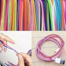 5pcs Random Color Spiral Cable Protector, Charger Cable Protector Data Cable Protector Sleeve Charger Cap, Earphone Cable Protector Suitable For Phone Earphone USB Data Cable Charger Protector Sleeve, Cable Sleeve - Multicolor - View 8