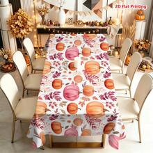 1/2pcs Autumn Tablecloth, Pumpkin Leaf Pattern Polyester Fiber Tablecloth Suitable For Dining Table, Coffee Table, Kitchen, Picnic, Camping, Country Farmhouse Decoration, Thanksgiving Holiday Tabletop Protection And Beautification - Multicolor - View 11
