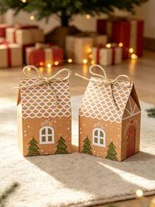 20/10/5/1 buah Kotak Hadiah Berbentuk Rumah Natal dengan Tali, Kotak Hadiah Pesta Kertas Berbentuk Rumah Kue Jahe, Wadah Hadiah Dekorasi Rumah Liburan, Hadiah Tahun Baru Musim Dingin, Dekorasi Pohon Natal - Beraneka warna - View 4