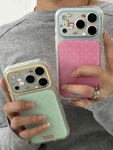 Cute Dopamine Polka Dot Cat Pattern Phone Case, Compatible With IPhone 17 Pro Max 17 Pro 16 Pro 16 Pro Max 15 Pro Max 15 Pro 14 Pro Max 14 Pro 13 Pro Max, Sweet Candy Color Shockproof Protective Shell - Pink - View 3