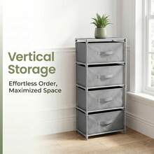 Clothes & Accessories Storage Tower – Drawer Chest For Bedroom & Wardrobe Organisation - Grey 4-tier - View 4