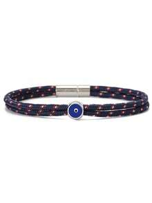 diffone 1pc Men's 3mm Paracord Evil Eye Blue Bead Double Strand Bracelet, Handmade Jewelry Gift, Daily Accessory - Evil Eye Bracelet - View 15