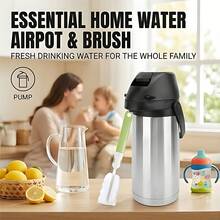 1.9L/64oz Stainless Steel Cold Water Pitcher With Lid And Cleaning Brush, 24-Hour Cold Storage Iced Tea Pot, Cold Beverage Dispenser, Suitable For Iced Tea, Coffee, Juice, Milk, Drinks - Multicolor - View 8