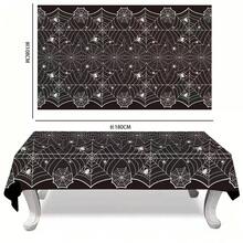 1pc Halloween Spider Web Tablecloth, Black & White Spider Print Rectangle Table Cover, Spooky Party Table Decoration For Dining Table, Buffet, Birthday, Indoor Outdoor Halloween Home Decor, 108 * 180cm - A - View 5