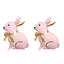 33 Inch Bow Rabbit Shaped Balloon, Birthday Party Celebration Decoration, Holiday Party Atmosphere Decor, Indoor Outdoor Room Scene Arrangement - Multicolor - View 7