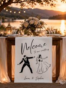 客製化婚禮桌旗，適用於新娘派對、訂婚晚餐、週年紀念裝飾、入厝禮桌飾 - 彩色 - 查看 5