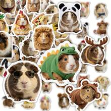 50/100Pcs Realistic Cute Guinea Pig Waterproof Vinyl Stickers, Adorable Pet Cavy With Fun Costume Hat Outfit Decals For Water Bottle Journal Laptop Scrapbook Decor,Back To School - Multicolor - View 11