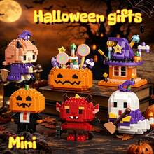 Halloween Party Night Gift, Micro Particle Building Block Toy Set, ABS Material, 6pcs Party Gift Box Set More Suitable For Gifting. DIY Educational Stress Relief Handmade Gift, Includes: Pumpkin, Ghost, Witch, Magic House And Other Elements. Halloween Christmas Fashion Gift. - Multicolor - View 8