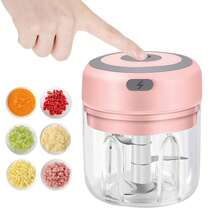 Electric Mini Garlic Chopper Portable Wireless Food Processor For Easy Using. - Pink - View 1