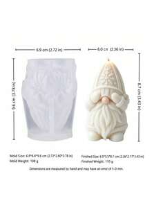 Snowflake Gnome Silicone Candle Mold, DIY Gnome Covering Face With Snowflake Embossed Silicone Mold, Handmade Candle Wax Craft, Christmas Gift, DIY Clay Mold, Concrete Casting Mold, Home Decor - Dwarf Mold - View 2