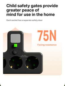 European Wall Socket With 3 Independent Switches, Socket, Multi-Socket Without Extension Cable With Alarm Light - EU E Type Plug(220-240V) - View 9