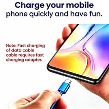 Android手機用USB C快充數據線，USB-C轉Type-C快充線（3.3/6.6/10英尺尼龍編織），兼容三星，手機充電線，C-Type接口充電線，適用於旅行/室內/室外/車充，紫色 - 3pcs黑+藍+紫 - 查看 5