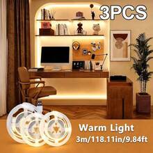 5pcs/3pcs/1pc, LED Light Strip With Switch, USB Powered Flexible Ceiling Light Strip With Button Switch, Warm White/White Light, Drill-Free Linear Light Strip Suitable For TV Backlight And Home Decor, Perfect For Weddings, Halloween, Christmas, Parties And More - White - View 21