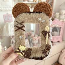 1pc Handmade Collectible Card Sleeve, 3-Inch Idol Card Storage Protector, Compatible With Instax, Anime Photo, Plush Ear Heart Lace Button Polka Dot Bow Ruffle Card Holder, Lolita Card Frame, Transparent PVC Scratch-Resistant Dust-Proof Protective Shell - A - View 15