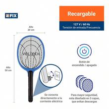 Raqueta Mata Moscas Y Mosquitos, Recargable, Volteck Raq-35 - Azul acero - Ver 3