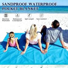 1pc 4-7 Person Outdoor Beach Mat, Waterproof Beach Mat, Extra Large Size, Sand-Proof, Easy To Fold, Quick Dry, Essential Beach Gear For Vacation, Cruise, Picnic And Camping. Includes Drawstring Pocket And Fixing Pegs. - Multicolor - View 2