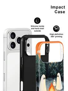 The Koolife Halloween "Forest Ghost Bonfire Party" Printed Phone Case Is Made Of TPU Material. Its Surface Is Smooth And Hard, Resistant To Scratches And Abrasions, Durable And Shockproof. This Product Is An Excellent Gift Choice And Is Compatible With Iphone 11, 12, 13, 14, 15, 16, 17,18 Series Models (Including Pro And Pro Max Versions). - Multicolor - View 4