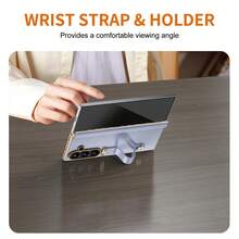 1pc Hadaasi Multicolor All-In-One Flip Protective Case With Built-In Front Tempered Glass Screen Protector, Retractable Wrist Strap, Hidden Kickstand, Full Enclosed Hinge Protection, Luxury Wood-Grain Vegan Leather With Electroplated Gold Trim, Raised Camera Bezel Shockproof Cover Compatible With Samsung Galaxy Z Fold 8 Ultra/Z Fold 7/Z Fold 6/Z Fold 5/Z Fold 4/Z Fold 3 - Multicolor - View 9