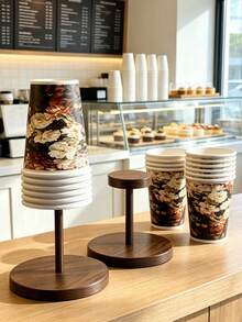 Paper Cup Holder, Cup Dispenser, Cup Rack, Desktop Paper Cup Storage Rack, Stand, Coffee Bar Accessory, Thickened Round Base, Space-Saving, Keeps Paper Cups Organized, Easy To Access, Suitable For Coffee, Tea, Water Cups, With Stand, Suitable For Office, Commercial Use, Cafe, Restaurant, Durable And Stylish Design, Suitable For Home Or Office And Other Occasions - Multicolor - View 1