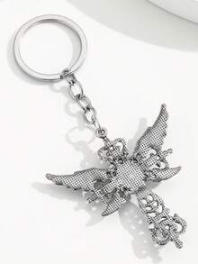 2pcs Gothic Style Wing Cross Demon Eye Keychains, Vintage Alloy Pendant, Punk Style Bag Charm Accessories, Suitable For Keys And Backpacks, Gift For Men And Women - Multicolor - View 8
