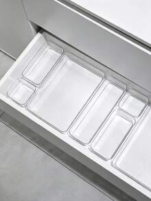 11/10/8/4/3pcs Drawer Storage Boxes, Transparent Cosmetic Desktop Organizer, 4 Sizes, Household Small Item Storage, Storage Accessories - Clear - View 6