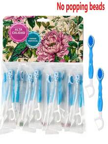 60/12/10/8/4/1pc Disposable Toothbrush Set, Mini Travel Toothbrush With Built-In Floss And Toothpick, Portable Fresh, Individually Wrapped, Suitable For Work And Travel (No Beads) - Multicolor - View 1