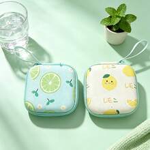 2pcs Cute Fruit Print Earphone Storage Bag, Portable Digital Accessories Organizer Box, EVA Hard Shell Charging Cable Storage Pouch For AirPods, Data Cable, Small Items, Student Commute Travel Essential - View 13