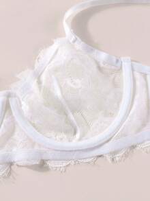 3pcs Women's Multicolored Fashion Eyelash Lace Unlined Underwire Bras Set - Multicolor - View 5