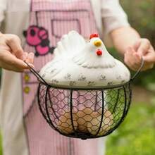 1‑Pack Metal Wire Egg Storage Basket, Countertop Fresh Chicken Egg Holder Organizer Holds Up To 24 Eggs, Rustic Kitchen Storage Container For Farm Eggs, Household Pantry And Dining Table Decor Display - Multicolor - View 3