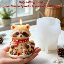 SUPWANPENG 1 pieza Molde de silicona con diseño en relieve de bufanda navideña, mapache, Papá Noel, muñeco de nieve y árbol de Navidad, molde de fundición DIY hecho a mano para hacer adornos, velas de aromaterapia, compatible con resina, yeso, arcilla, cemento, hormigón, molde de decoración de ambiente de escritorio, perfecto para decoración del hogar, Día de San Valentín, Día de la Madre, Día del Padre, regalo de Navidad, molde hecho a mano - Molde NO W10035 - Ver 7