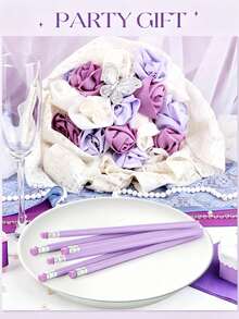 1/15/30pcs Light Purple Pencils With Rubber Wood Shaft, High Aesthetic Value, Large Capacity, Smooth Writing, Moderate Lead Hardness, Not Easy To Break, Suitable For Daily Writing, Draft Calculation, Note Taking, Can Be Used As Christmas And Halloween Holiday Gifts - A - View 6