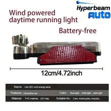 2pcs Wind-Powered LED Driving Lights And Ambient Lights, Battery-Free Universal Decorative Wind Turbine Lights, Non-Destructive Installation - Decorative Wind-powered Lights - View 5