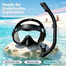 Adult Full Face Snorkel Mask Set With Dry Tube, Tempered Glass Diving Mask, Silicone Seal Waterproof Swim Gear For Island Swimming - Multicolor - View 1