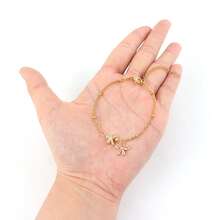 1pc Classic Initial Bow-Knot Gold Color Stainless Steel Chain Bracelets For Women - Gold Micro-applique Letters - View 3