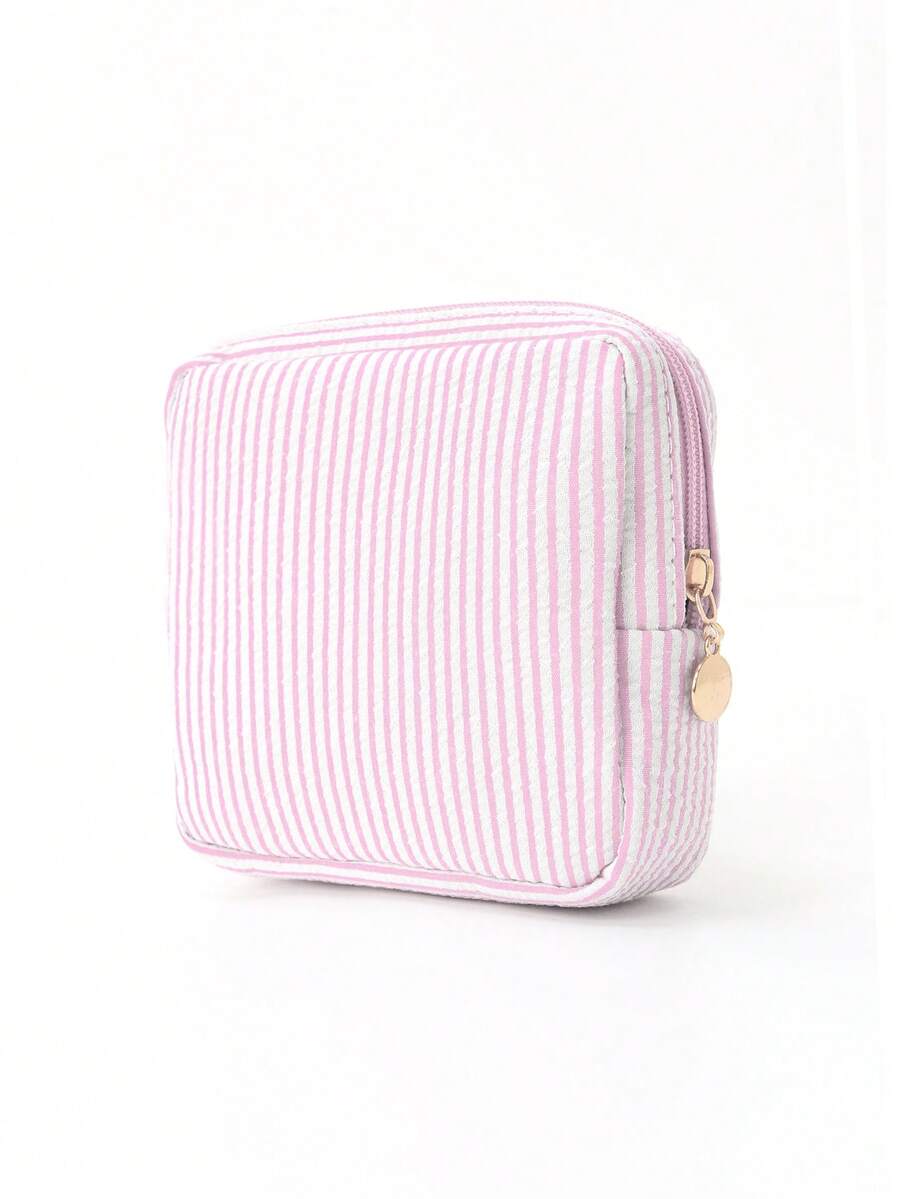 Sanitary Pad Storage Bag, Portable Menstrual Organizer Pouch With Zipper, Travel And Daily Use, Compact Period Essentials Case - Baby Pink - View 1