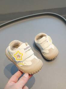 1 Pair Toddler Star Patchwork Hook & Loop Flat Sole Playful Sports Shoes For Daily Wear, School And Outings[Select Based On Actual Cm Inner Length] - Khaki - View 3